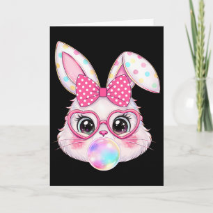 Retro Easter Bunny Bubble Gum Heart Gles Spring Gi Card