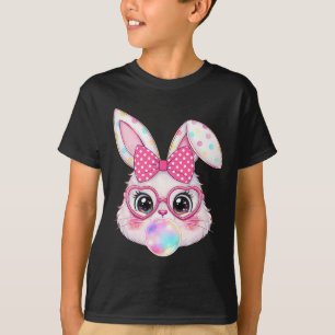 Retro Easter Bunny Bubble Gum Heart Gles Spring Gi T-Shirt