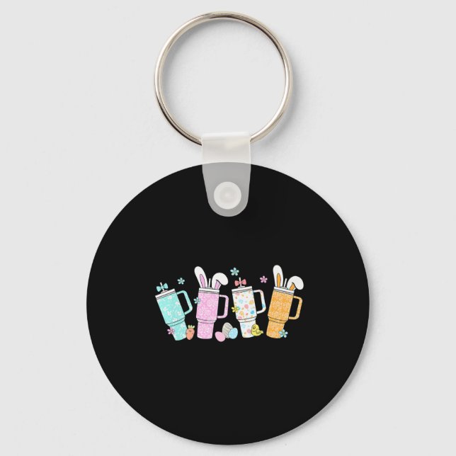 Retro Easter Day Stanley Tumbler Inspired Girls Ki Keychain (Front)