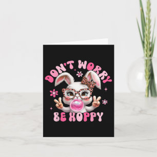 Retro Easter Dont Worry Be Hoppy Cute Bunny Easter Card