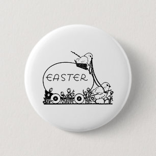 Retro Easter Egg and Chicks 2 Inch Round Button