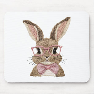 Retro Easter Faux Embroidery Bunny Cute Gifts Boy Mouse Pad