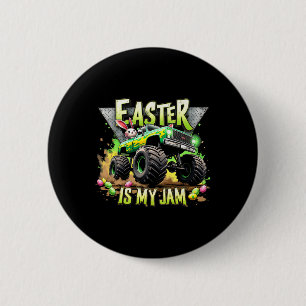 Retro Easter Is My Jam Monster Truck Off-road Fun  2 Inch Round Button