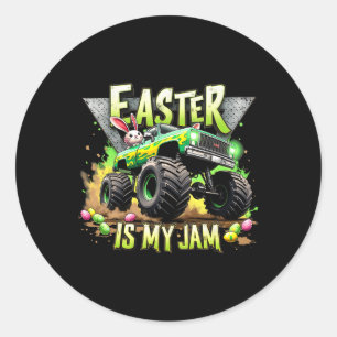 Retro Easter Is My Jam Monster Truck Off-road Fun  Classic Round Sticker