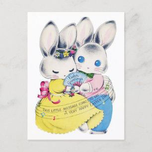 Retro Easter Rabbits Postcard