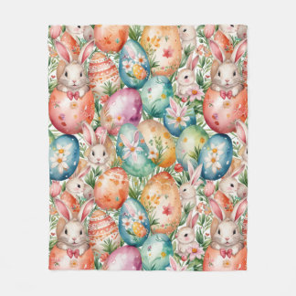 Retro Easter seamless pattern. Watercolor Fleece Blanket