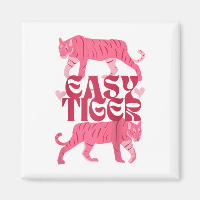 Retro Easy Tiger Boho Tattoo Style Valentines Day  Magnet (Front)