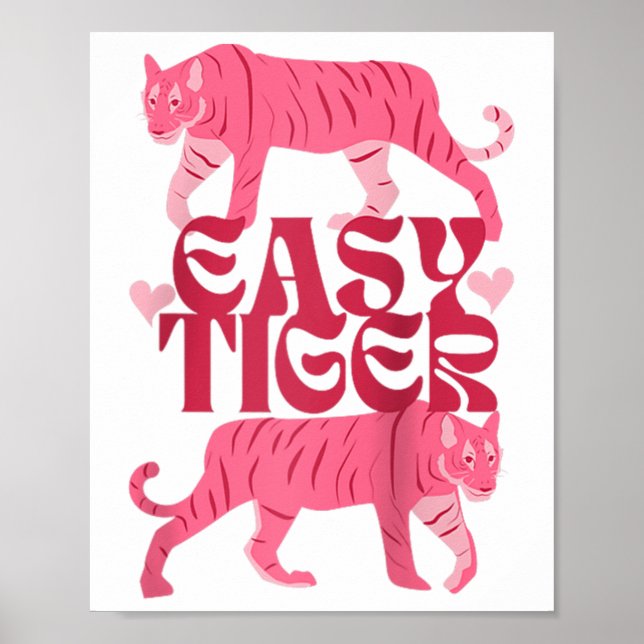 Retro Easy Tiger Boho Tattoo Style Valentines Day  Poster (Front)
