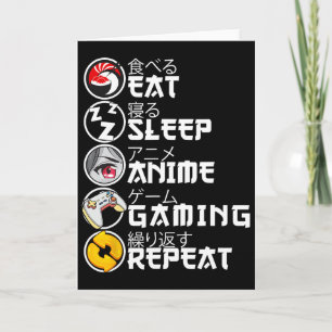 Retro Eat Sleep Anime Gaming Repeat Kawaii Anime M Card