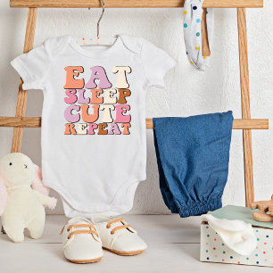 Retro Eat Sleep Cute Repeat  Baby Bodysuit
