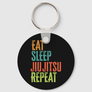 Retro Eat Sleep Jiu Jitsu Repeat Martial Art Submi Keychain