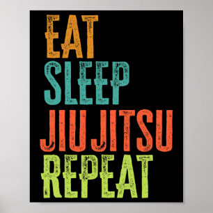 Retro Eat Sleep Jiu Jitsu Repeat Martial Art Submi Poster
