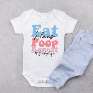 Retro Eat Sleep Poop Repeat  Baby Bodysuit