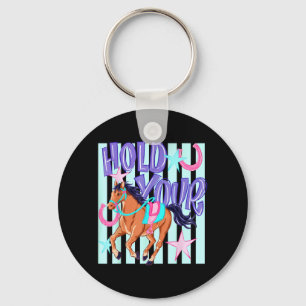 Retro Ed Hold Your Horses Ed Horse Lover Keychain