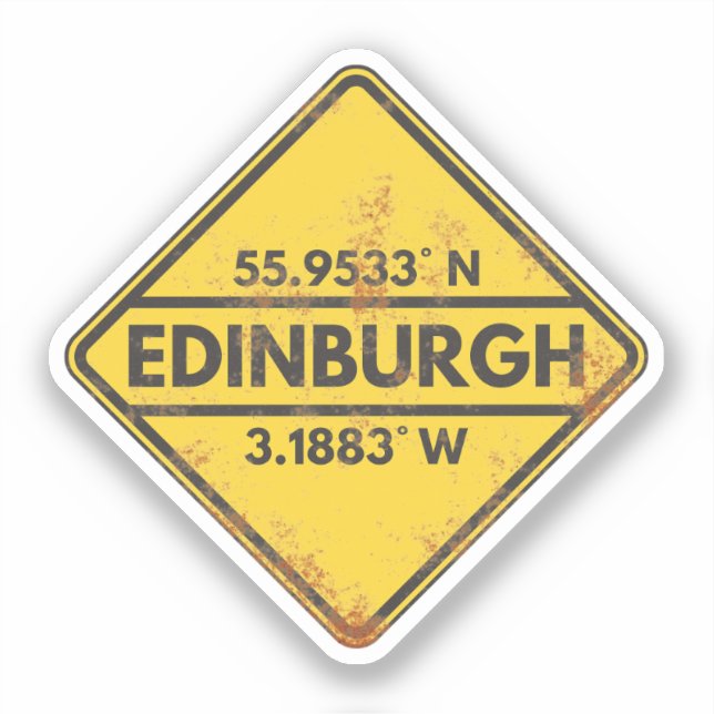 Retro Edinburgh Coordinates Rusty Metal Sign (Front)