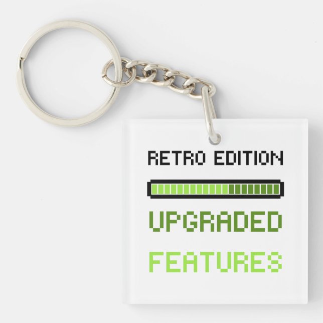 Retro Edition Upgraded Features Pixel Art Gaming  Keychain (Front)