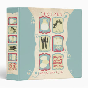 retro eggs asparagus cooking baking recipe binder