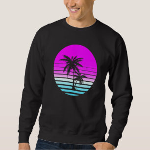 Retro Eighties 80s Vaporwave Sunset Palm Trees Bea Sweatshirt