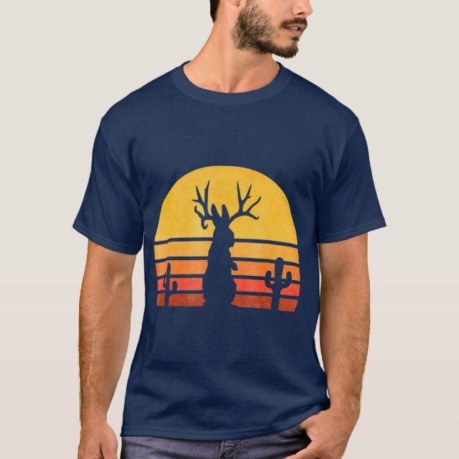 Retro Eighties Jackalope  Vintage Cryptid Rabbit T-Shirt (Front)