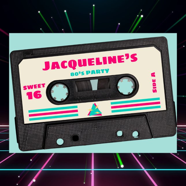 Retro Eighties Music Mix Tape Sweet 16 Birthday Invitation (Creator Uploaded)