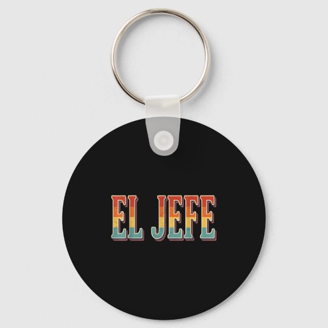 Retro el jefe funny mexican boss men dad  keychain (Front)