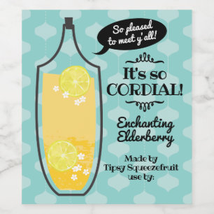 Retro elderberry cordial homemade wine vinegar wine label
