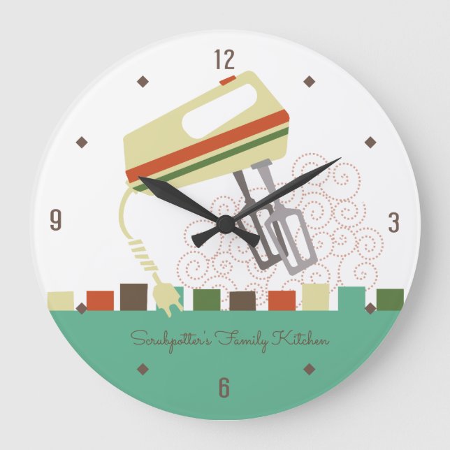 Retro electric beaters baking mixer kitchen clock (Front)