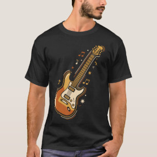 Retro Electric Guitar Groovy Musician Star T-Shirt