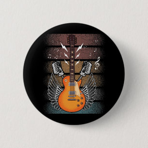 Retro Electric Guitar Singer Band Rock Music 2 Inch Round Button