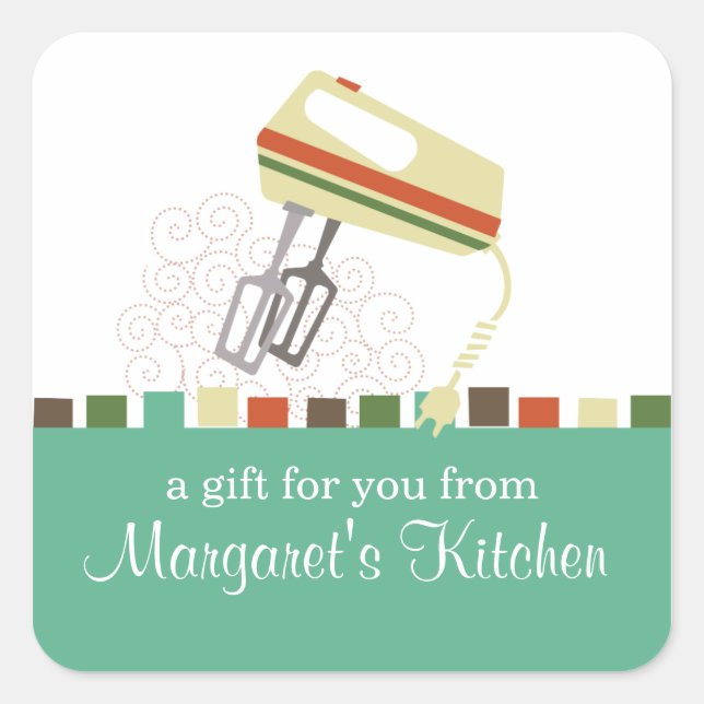 Retro electric mixer baking cooking gift tag label (Front)