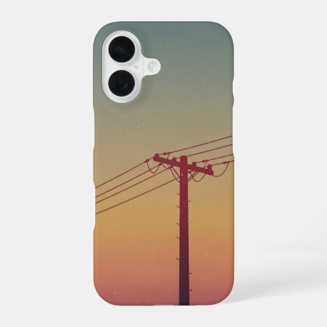 Retro Electric Pole iPhone 16 Case (Back)