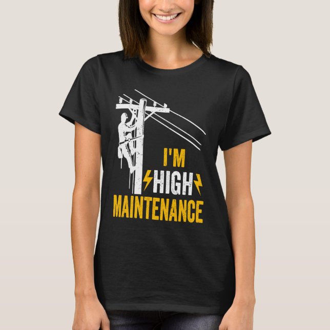 Retro Electrician Lineman Journeyman I'm High Main T-Shirt (Front)
