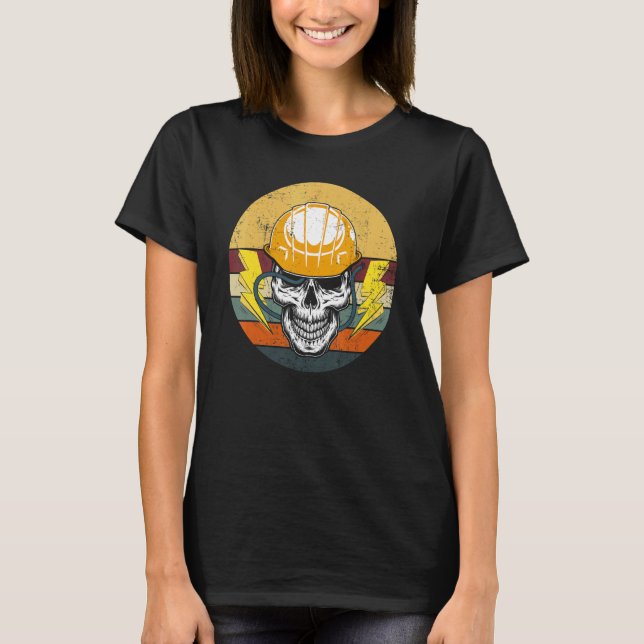 Retro Electrician Skull Electrical Engineer Vintag T-Shirt (Front)