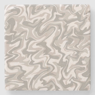 Retro Elegant Abstract Grey Marble Wavy Stripe  Stone Coaster
