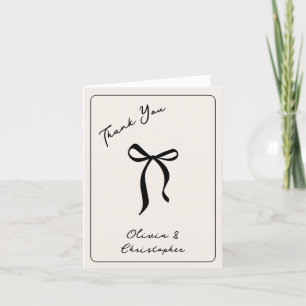 Retro Elegant Black Bow Preppy Coquette Thank Yous Thank You Card