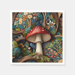 Retro elegant bohemian mushroom forest  napkin