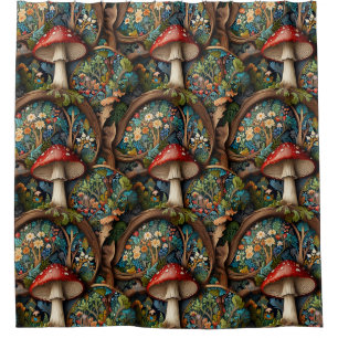 Retro elegant bohemian mushroom forest pattern