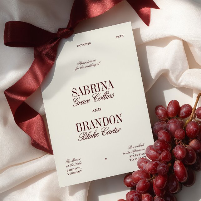 Retro Elegant Burgundy & Ivory Beige Wedding Invitation (Retro Elegant Burgundy & Ivory Beige Wedding Invitation)