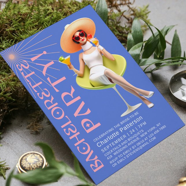 Retro Elegant Cocktails Bachelorette Party  Invitation (Creator Uploaded)