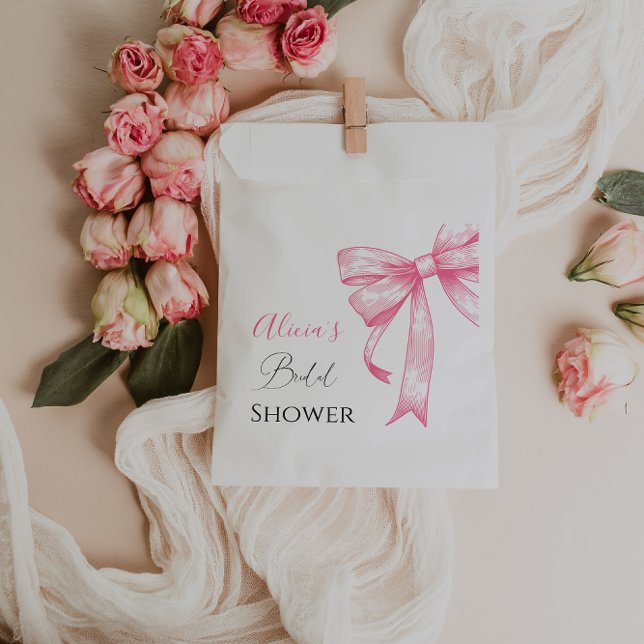 Retro Elegant Coquette Pink Bow Bridal Shower Favour Bag (Creator Uploaded)