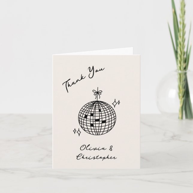 Retro Elegant Disco Ball Coquette Thank You (Front)