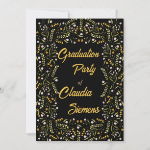 Retro elegant Floral Graduation Invitations