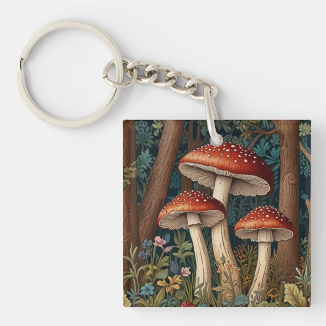 Retro elegant mushroom forest keychain (Front)