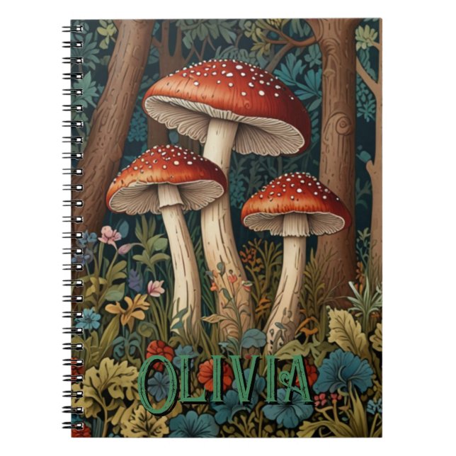 Retro elegant mushroom forest notebook (Front)