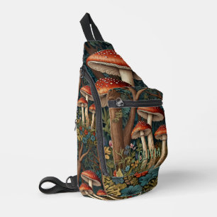 Retro elegant mushroom forest sling bag