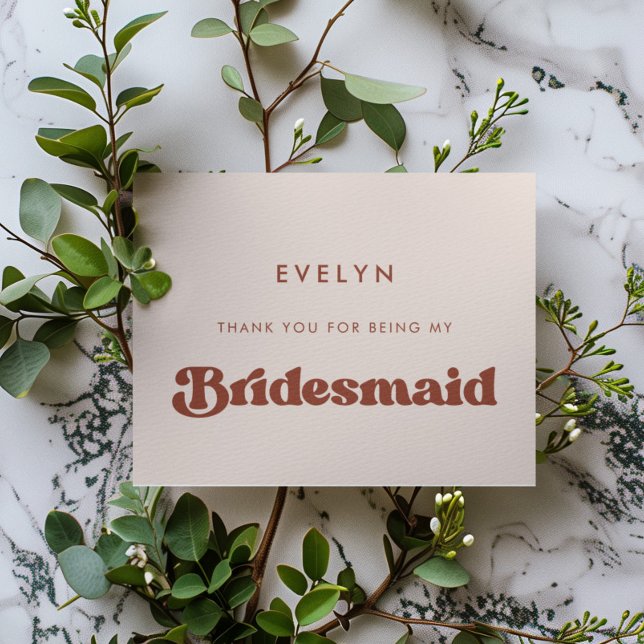 Rétro élégant Peach Pink Bridesmaid carte de remer (Créateur téléchargé)