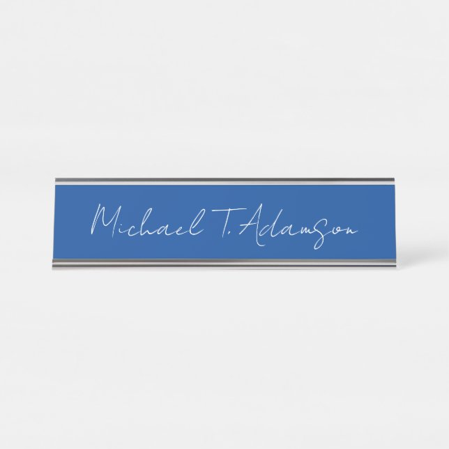 Retro Elegant Plaque Simple Deep Blue Calligraphie (Devant)