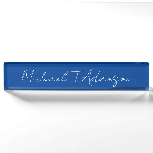 Retro Elegant Plaque Simple Deep Blue Calligraphie (Devant)