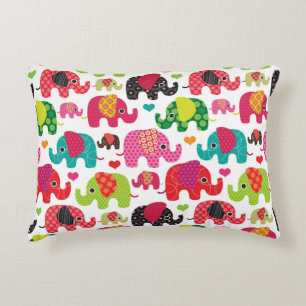 retro elephant kids pattern wallpaper accent pillow