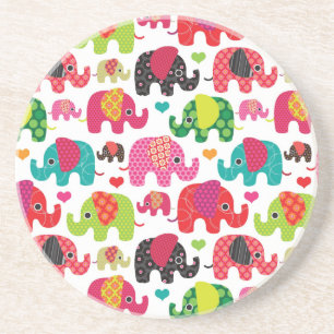 retro elephant kids pattern wallpaper coaster